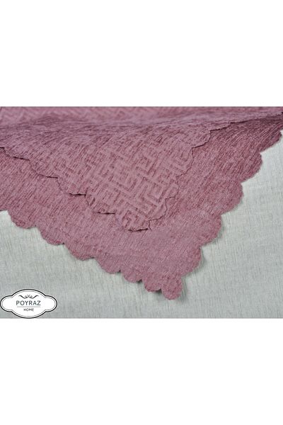 POYRAZ Shiny Patterned Chenille Cherry Double Sided Sofa Sofa Bed Cover Shawl