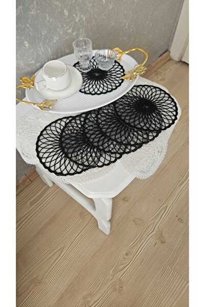 ZESA HOME 6-Piece Brown Stylish Guipure Tulle Napkins