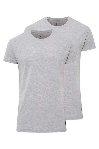 U.S. Polo Assn. Men's Gray Melange 2-Piece Round Collar Undershirt
