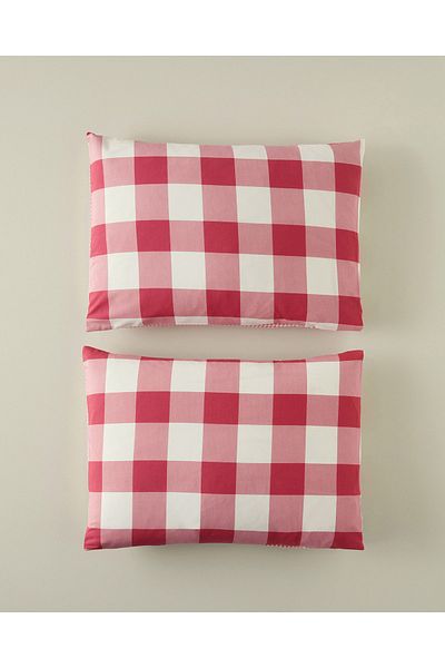 English Home Pink Gingham Set of 2 Pillowcases