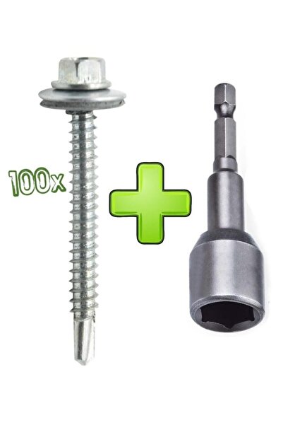 Selectron 100 Adet 5,5x25 Mm Çatı Vidası Matkap Uçlu Trapez Sac Vidası Akıllı Vida