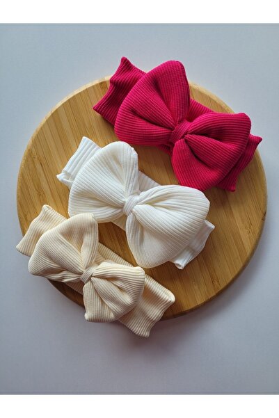 SeherBebeButik Kız Çocuk & Bebek Kaşkorse Fiyonk Bandana 3'lü Set