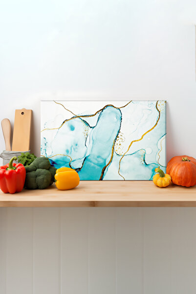 Rosyvien لوح تقطيع زجاجي من الرخام الذهبي - بأرجل من السيليكون، وقطع العرض، و...