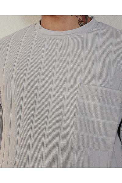 İLKCET MODA Μπλουζάκι με ριγέ τσέπη oversize