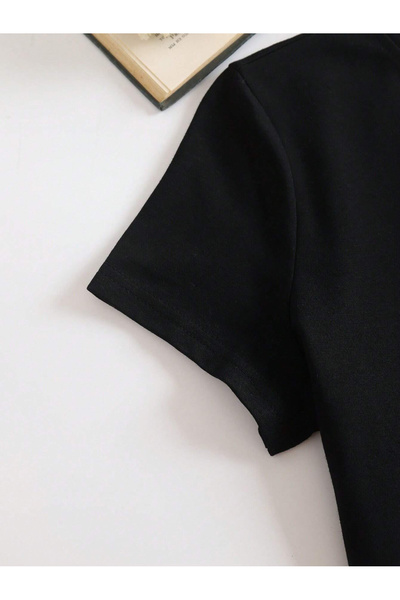 Mad&Calf Women's Slim Fit Crop T-Shirt - Short Sleeve