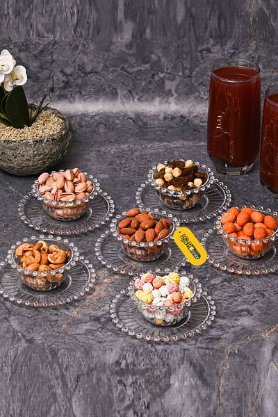 ASYA BAZAAR طقم أوعية للوجبات الخفيفة مكون من 12 قطعة من الخرز الشفاف من الأكريليك