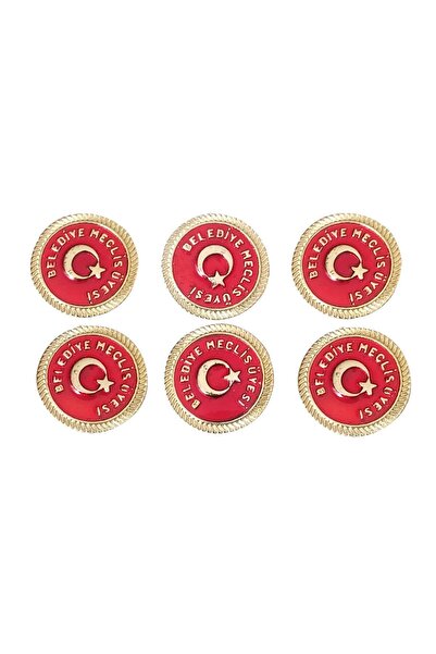City Councilman Badge Bright Red Color 1 Pack of 6