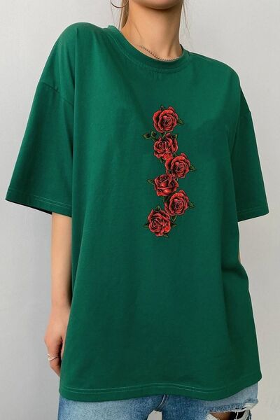 trendypassion Tricou unisex cu imprimeu trandafir