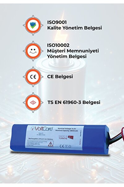 VoltCore Roidmi Eve & Eve Plus Akıllı Robot Süpürge Bataryası 5800 Mah Pil