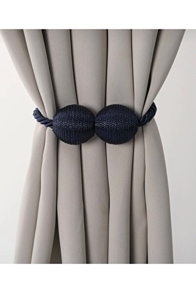 Aftor Tekstil Mıknatıslı İp Sarım Lacivert Perde Tokası-Perde Toplayıcı- Perd...