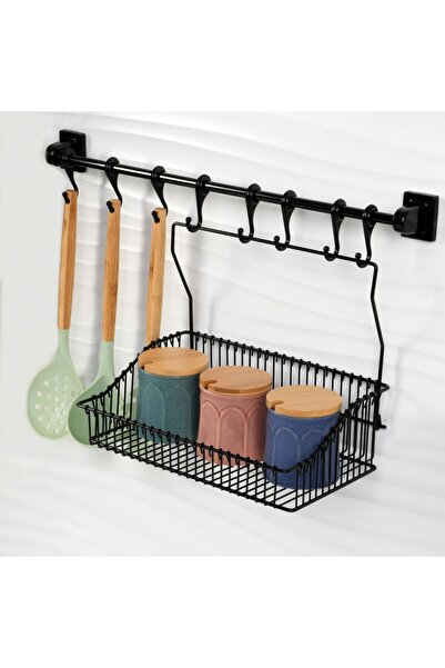 Hagen Безгвинтовий монтажний настінний рей 8-місний вішак (45 см) і кошик 30 см