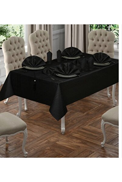 YÜCEL ÇEYİZ Siyah Newyork Colber Masa Örtüsü Takımı