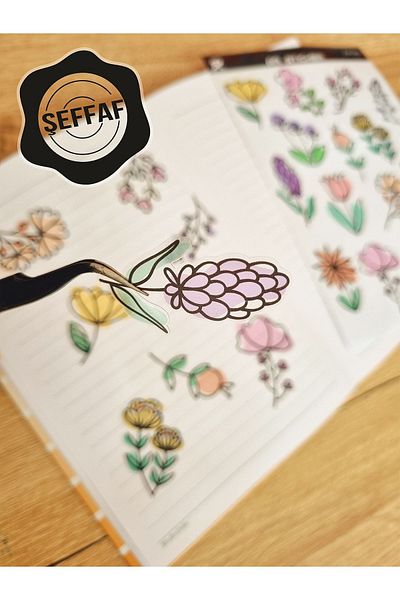 AR Sticker - مجموعة ملصقات جدول الأعمال الخاصة بالكمبيوتر المحمول والهاتف والكمبيوتر اللوحي ذات طابع الزهور والأوراق الشفافة