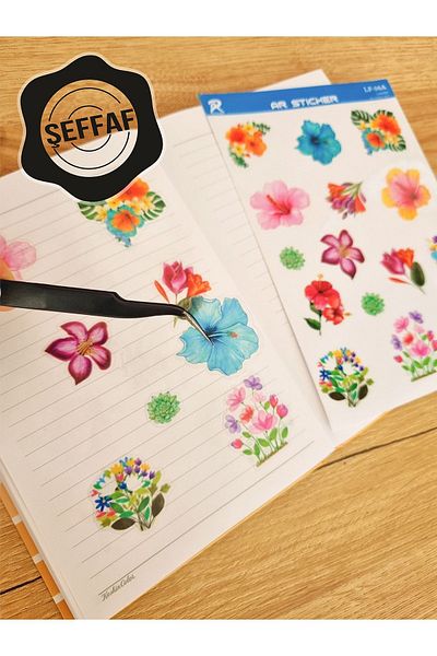 AR Sticker - Set de autocolante transparente pentru laptop, notebook, tabletă, cu tematică florală și frunze