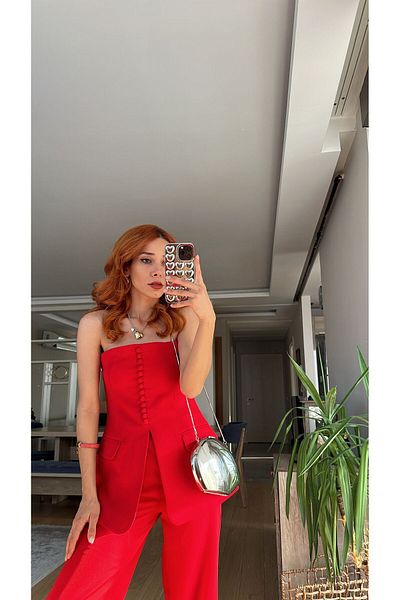 bonnline Strapless Red Suit Set