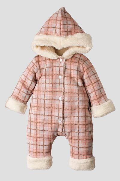 Kidex’s Baby Kışlık tatlı peluş kapşonlu içi welsoft tulum kız bebek tulum