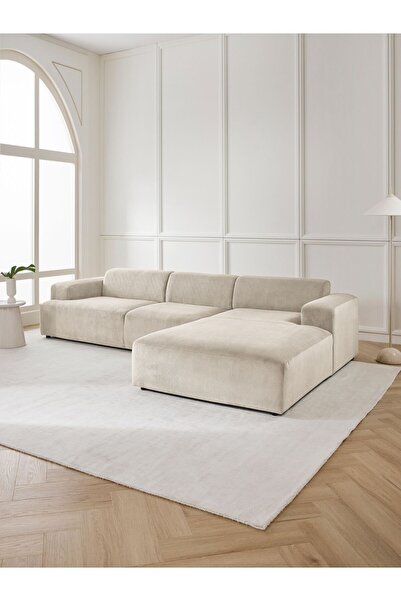 S Home Design Concept Molly Fitilli Kırık Beyaz Köşe Koltuk Sağ Köşe