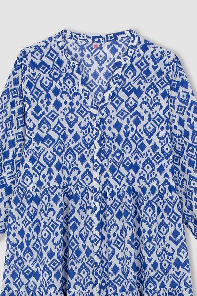 DeFacto Be in Love Print Langärmliges Maxi-Strandkleid - B5790AX24SM