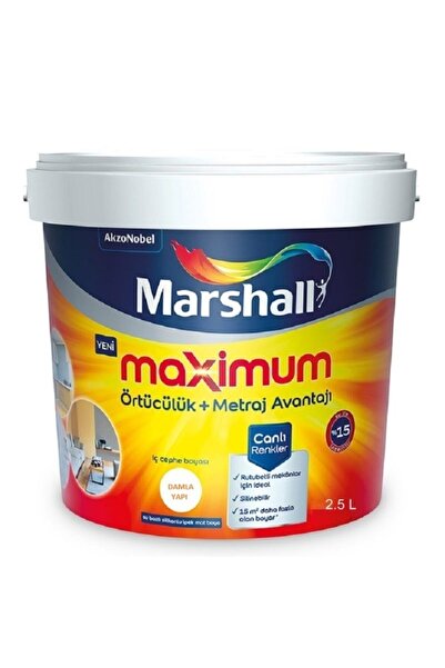 Marshall Maximum Su Bazlı Silinebilir Ipeksi Mat 2,5 Lt = 3,5 Kg Kum Beji