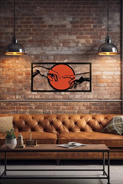 Doreline DoreArt Red Love Ahşap Detaylı Metal Duvar Tablosu, Ev Ofis Duvar Panosu