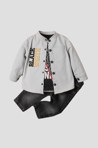 Kidex’s Baby Baby boy jacketed suit jeans pants sweatshirt sports jacket three-piece set cotton
