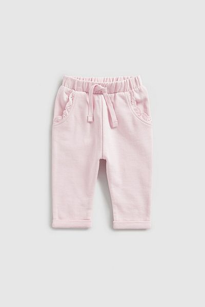 MOTHERCARE Pink Jogger Baby Pants - Broderie and Ruffles