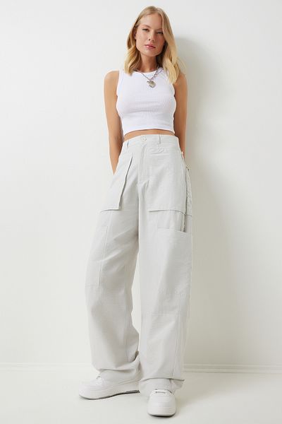 Happiness İstanbul Women's Cargo Pants with Stone Zipper - OH00057