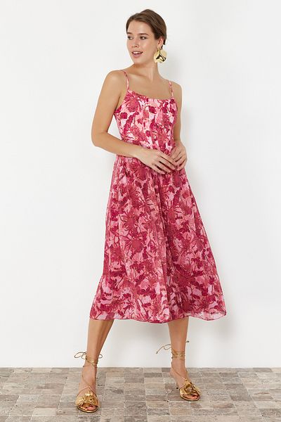 Trendyol Collection Stylish Tulle Evening Dress with A-Cut Corset Detail - Colorful lining, TPRSS24EL00041