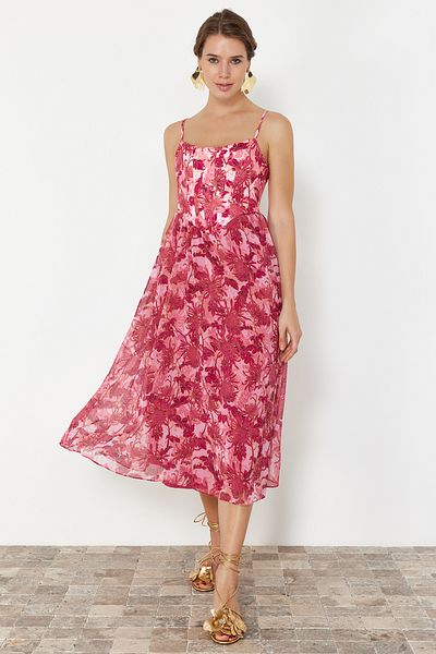 Trendyol Collection Stylish Tulle Evening Dress with A-Cut Corset Detail - Colorful lining, TPRSS24EL00041