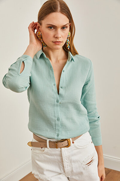 Olalook Zelená dámská mušelínová košile - GML-19001216