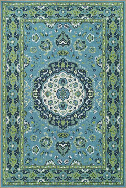 Rugs Modern Halı Blue Green Traditional Patterned Woven Base Washable Carpet ...