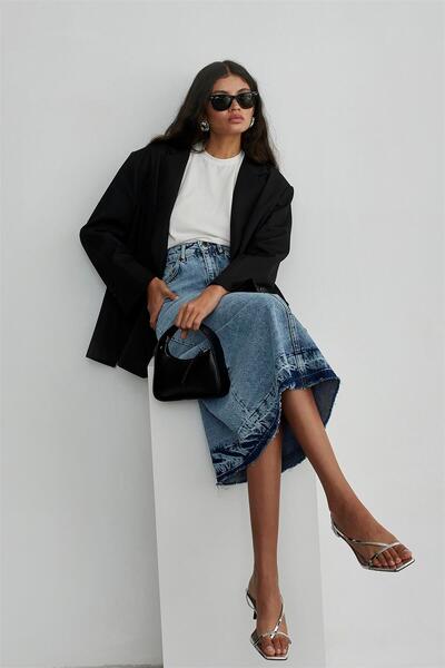 Suud Collection Fustă Jean lung gradient