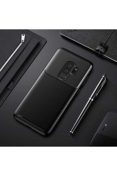 halkhouse Galaxy S9 Plus Kılıf Negro Silikon Karbon Kapak İz Yapmaz Şık Kılıf