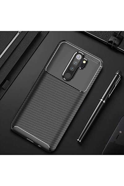 halkhouse Xiaomi Redmi Note 8 Pro Kılıf Negro Silikon Karbon İz Yapmaz Kapak