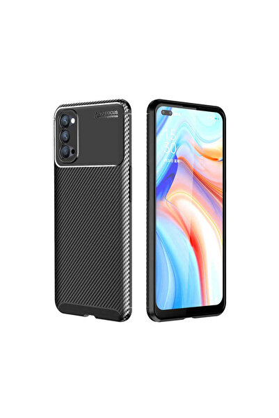 halkhouse Oppo Reno 4 Kılıf Negro Silikon Karbon İz Yapmaz Kapak