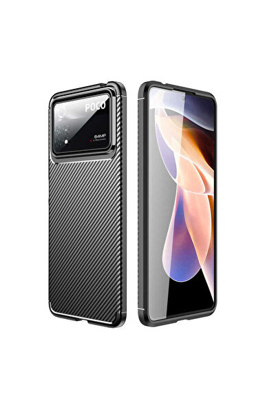 halkhouse Xiaomi Poco X4 Pro 5G Kılıf Negro Silikon Karbon İz Yapmaz Kapak