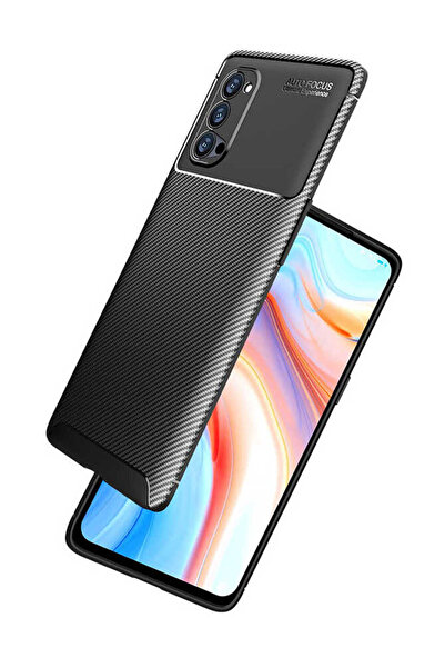 halkhouse Oppo Reno 4 Pro 5G Kılıf Negro Silikon Karbon İz Yapmaz Kapak