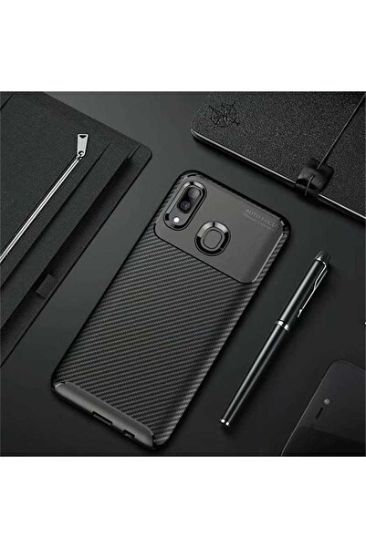halkhouse Galaxy A30 Kılıf Negro Silikon Karbon Kapak İz Yapmaz Şık Kılıf