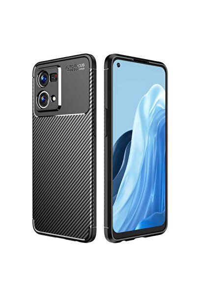 halkhouse Oppo Reno 7 4G Kılıf Negro Silikon Karbon İz Yapmaz Kapak