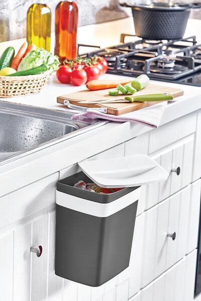 Doreline Cabinet Lid 4 Lt Hanging Trash Can Gray, Lid Trash Can