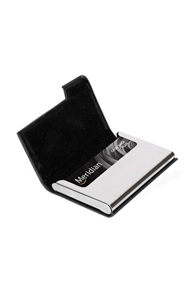 SEDEF SİLVER Faux Leather Wallet Combining Elegance and Durability, Metal Card Holder and Business Card Holder