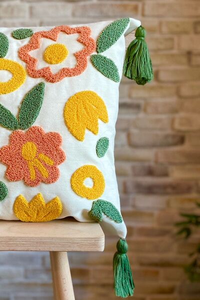 SWITA Punch Embroidered Single Decorative Special Design Throw Pillow Cover (panch)