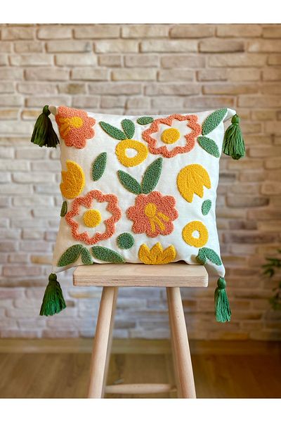 SWITA Punch Embroidered Single Decorative Special Design Throw Pillow Cover (panch)