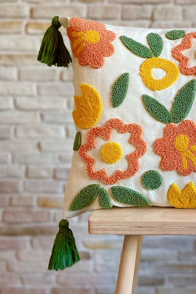 SWITA Punch Embroidered Single Decorative Special Design Throw Pillow Cover (panch)