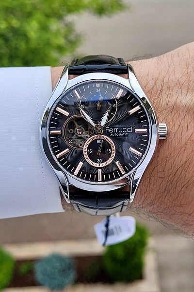 Ferrucci Black Metallic Cord Automatic Men's Wristwatch