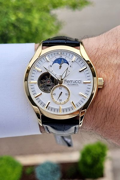 Ferrucci Black Color Gold Cord Automatic Men's Wristwatch
