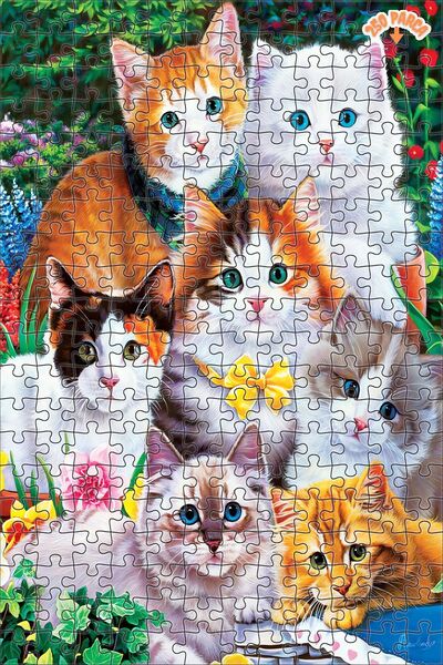 Teona Ahşap Yavru Patiler Dekoratif Çift Katlı Çerçeveli Asılabilir Ahşap Puz...