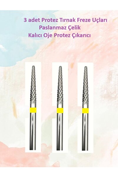 Helios Çelik Protez Tırnak Freze Uçları Protez Çıkarıcıları Üçlü Paket Alev A...