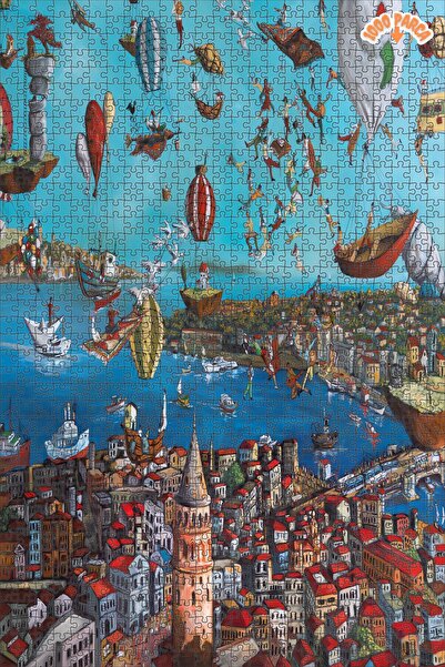 Teona Ahşap Galata Kulesine Yukarıdan Bakış Çift Katlı Çerçeveli Asılabilir A...