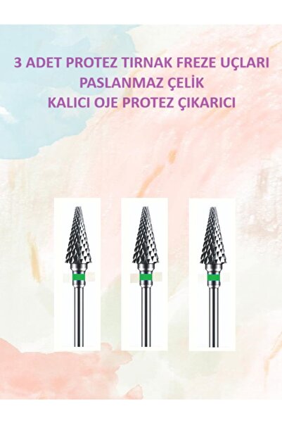 Helios Çelik Protez Tırnak Freze Uçları Protez Çıkarıcıları Üçlü Paket Mızrak...